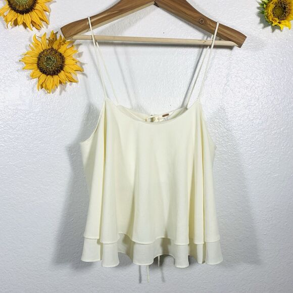 Free People Tropical Wave Cream Lace Back Crop Top Size Large Women’s - Picture 2 of 9